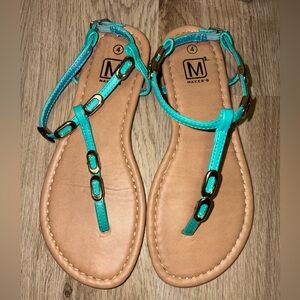 Maker's Teal T-Strap Sandals - Women's